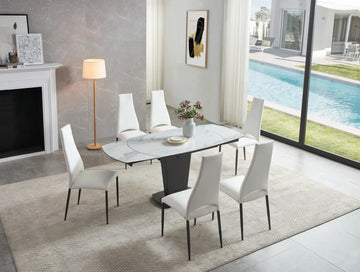 Marble Table White with 3405 White Chairs