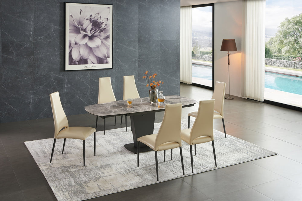 Marble Table Grey Taupe with 3405 Chairs Beige