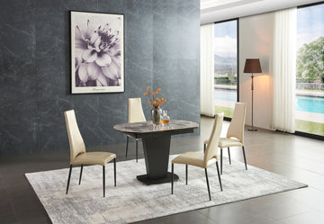 Marble Table Grey Taupe with 3405 Chairs Beige
