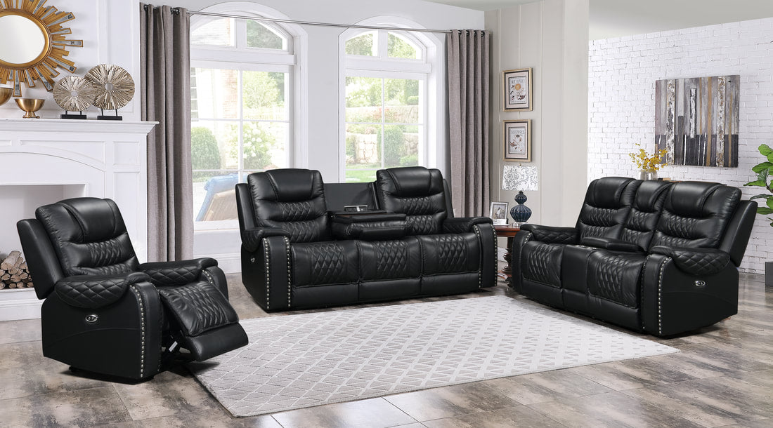 Harley Black Power TOP GRAIN LEATHER Reclining Set