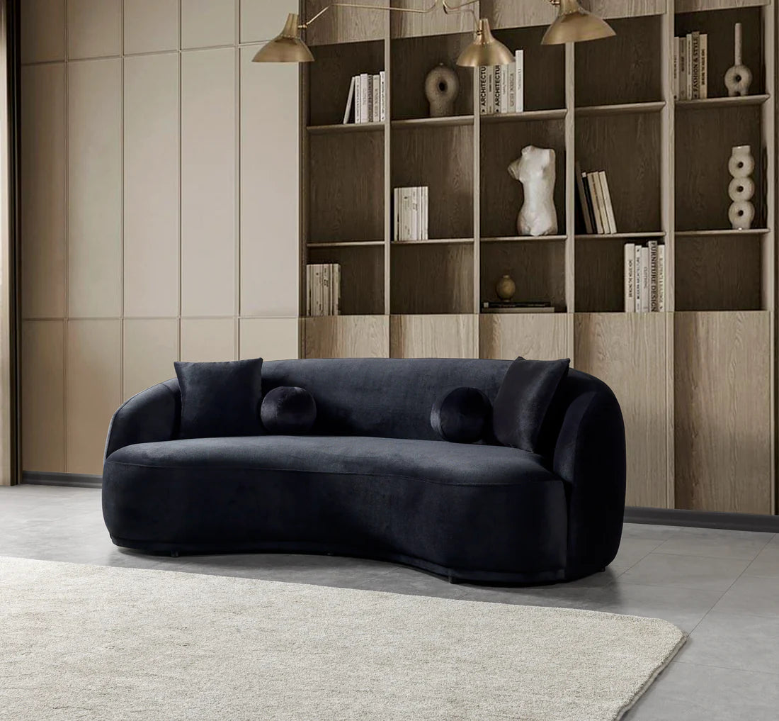 Bonita Black Velvet Sofa & Loveseat Set