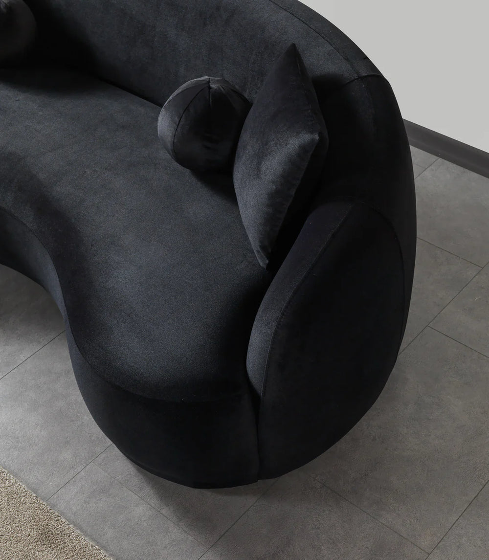 Bonita Black Velvet Sofa & Loveseats  Set
