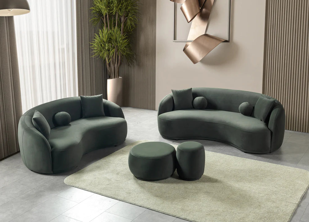 Bonita Green Velvet Sofa & Loveseat Set