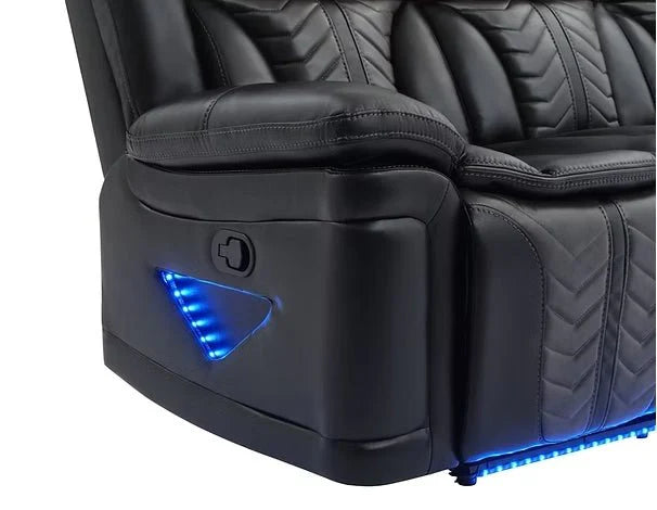 Innova Reclining Sofa Set | Air Leather | LED Lights & Wireless Charger | Gray & Black | 2-PC & 3-PC