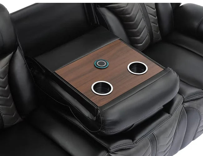 Innova Reclining Sofa Set | Air Leather | LED Lights & Wireless Charger | Gray & Black | 2-PC & 3-PC