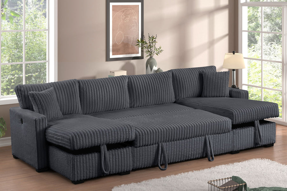 July Double Storage Chaise Sectional with Pull Out Bed