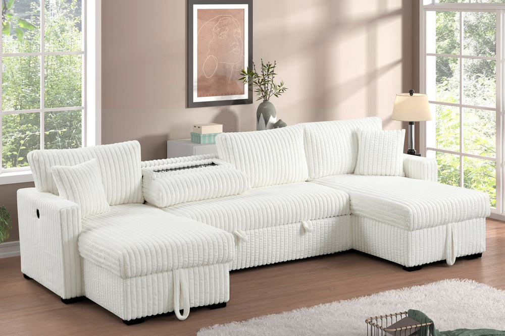 July Double Storage Chaise Sectional with Pull Out Bed