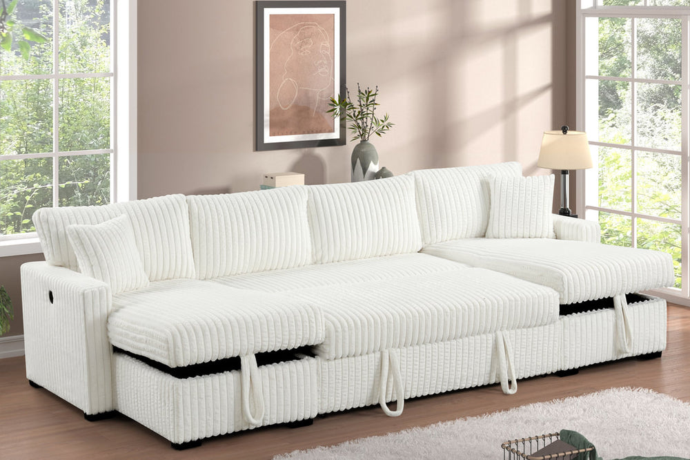 July Double Storage Chaise Sectional with Pull Out Bed
