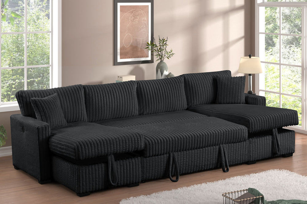 July Double Storage Chaise Sectional with Pull Out Bed