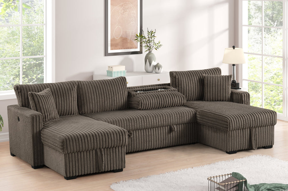 July Double Storage Chaise Sectional with Pull Out Bed