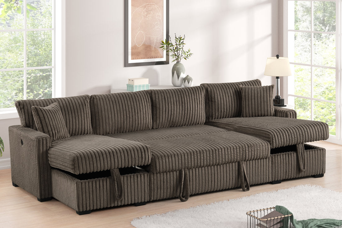 July Double Storage Chaise Sectional with Pull Out Bed