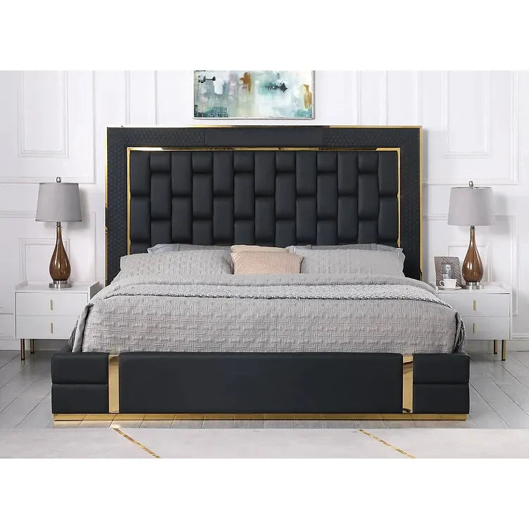 Marbella Black Storage Bed with Gold Accents