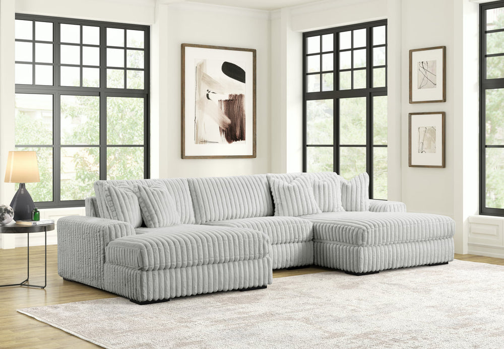 Sunday XL 3-Piece Double Chaise Sectional Sofa - 142" Fabric L-Shape Couch