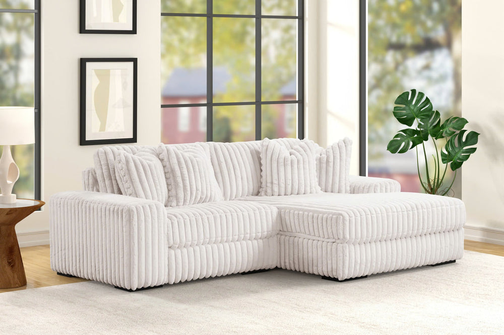 Sunday 2-Piece Fabric Sectional Sofa 102" - Modern L-Shape Couch | Black Gray & Beige