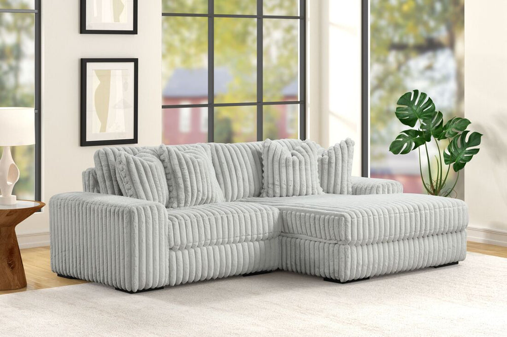 Sunday 2-Piece Fabric Sectional Sofa 102" - Modern L-Shape Couch | Black Gray & Beige