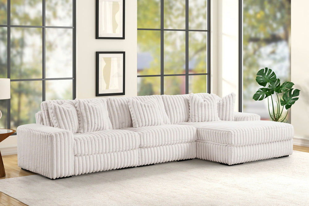 Sunday 3-Piece Fabric Sectional Sofa 142" - Extra Large L-Shape Couch | Black & Beige
