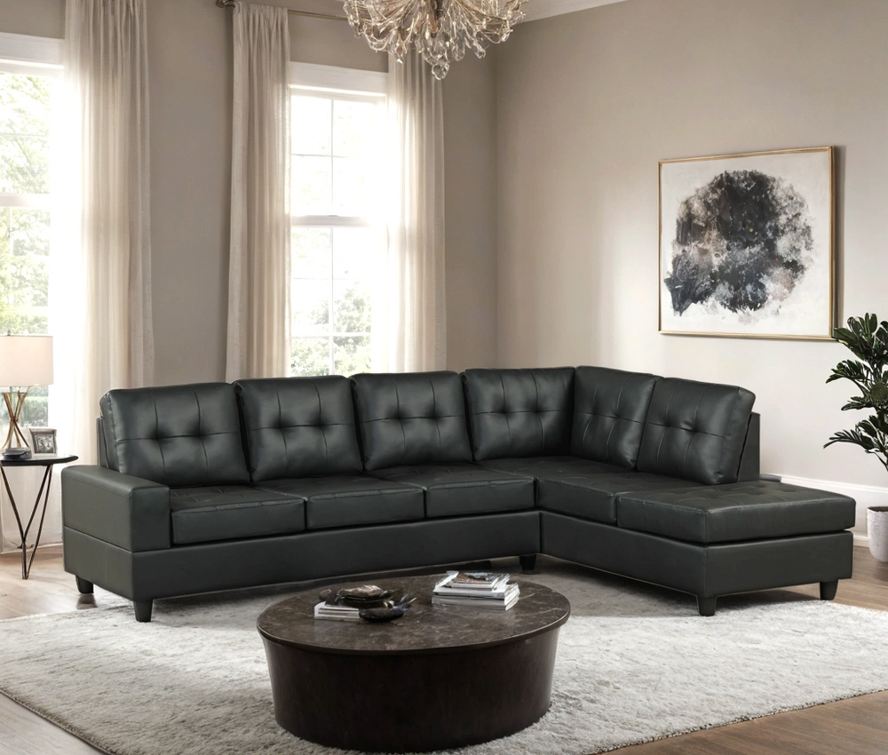 James Reversible Sectional Sofa – Linen & PU | L-Shape Chaise Lounge