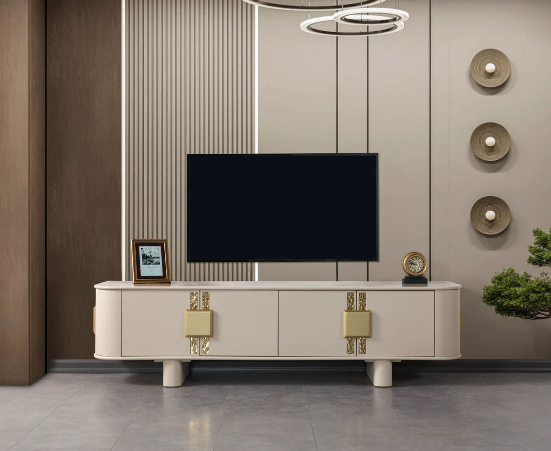 Carlina TV Stand – Ivory | 81" Entertainment Center