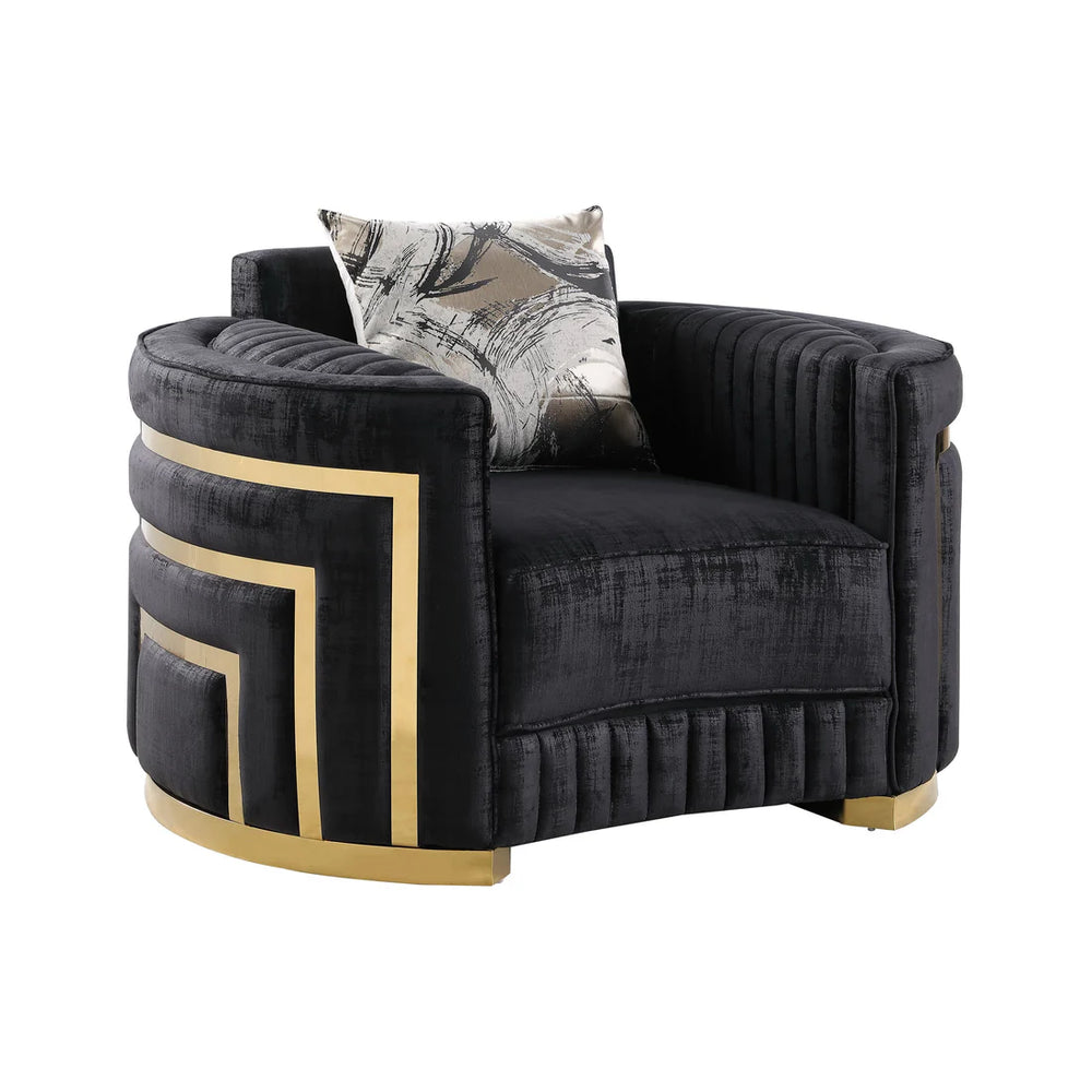 Minerva Velvet Sofa Set – Sofa, Loveseat & Chair | Cream & Black