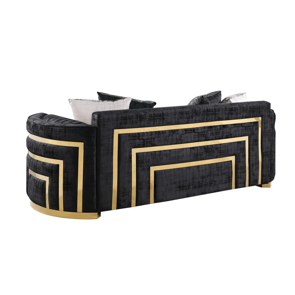 Minerva Velvet Sofa Set – Sofa, Loveseat & Chair | Cream & Black