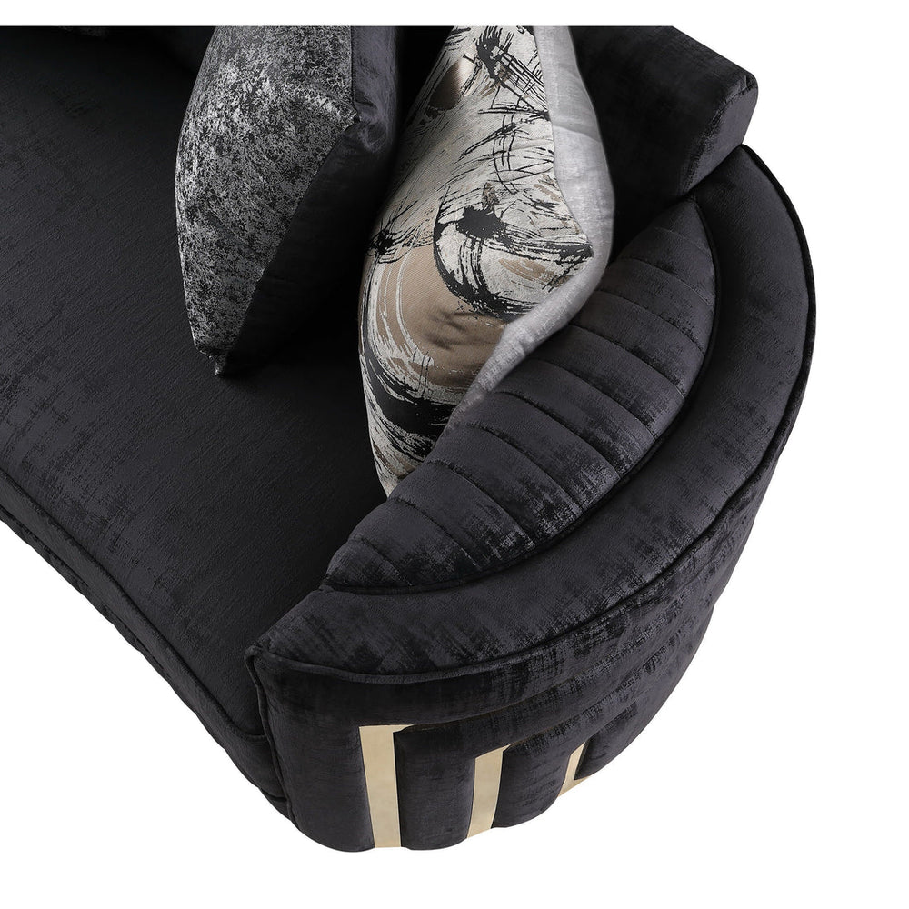 Minerva Velvet Sofa Set – Sofa, Loveseat & Chair | Cream & Black