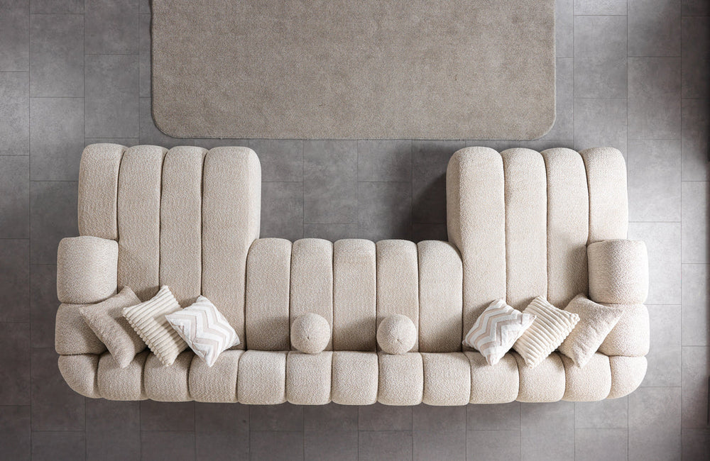 Lis 147" Double Chaise Sectional – Ivory & Sand Boucle | Nova Furniture