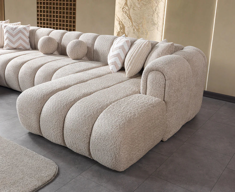 Lis 147" Double Chaise Sectional – Ivory & Sand Boucle | Nova Furniture