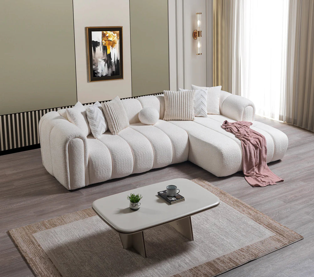 Lis Ivory Boucle 115" Sectional – LAF or RAF Chaise | Nova Furniture