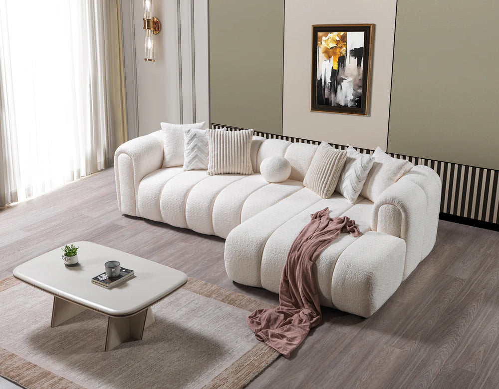 Lis Ivory Boucle 115" Sectional – LAF or RAF Chaise | Nova Furniture