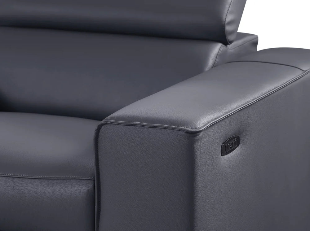 Picasso II 7-Piece Power Reclining Sectional – Dark Grey Italian Leather Match