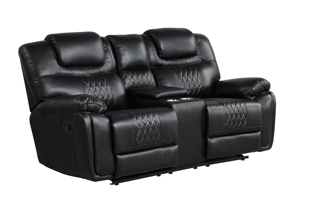 Galveston 3-PC Oversized Reclining Living Room Set – Black Leather Gel