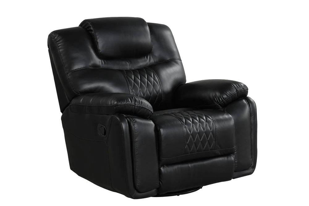 Galveston 3-PC Oversized Reclining Living Room Set – Black Leather Gel
