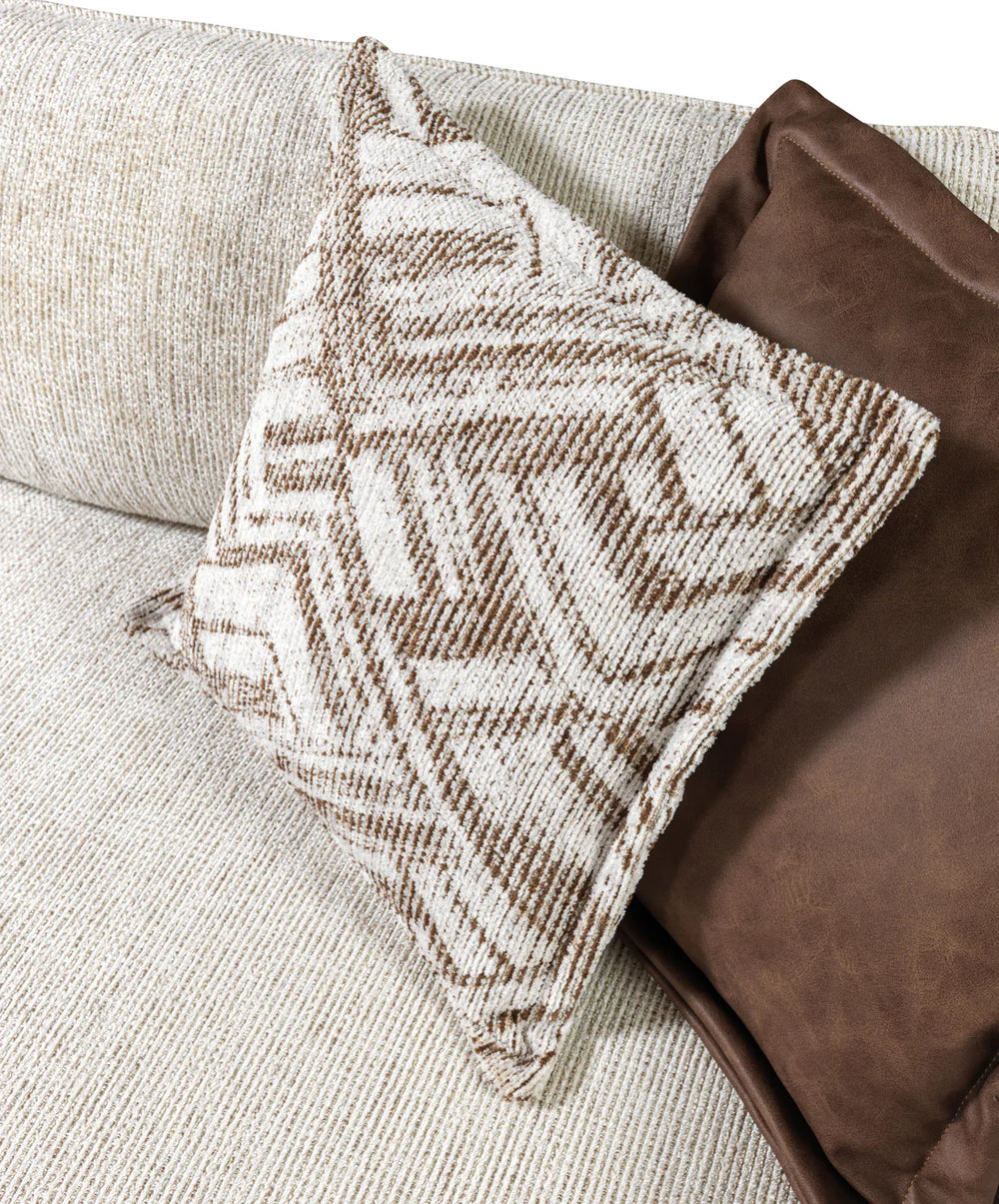 Dylan Ivory Linen 3-Piece Curved Sectional with Ottoman