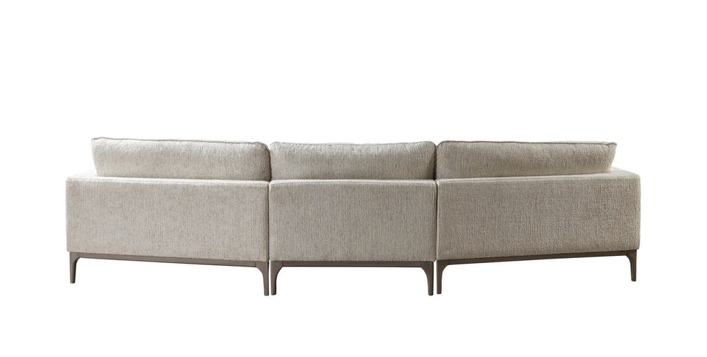 Dylan Ivory Linen 3-Piece Curved Sectional with Ottoman