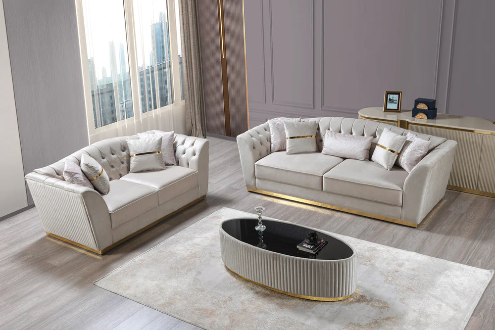 Milena Ivory Velvet Sofa & Loveseats