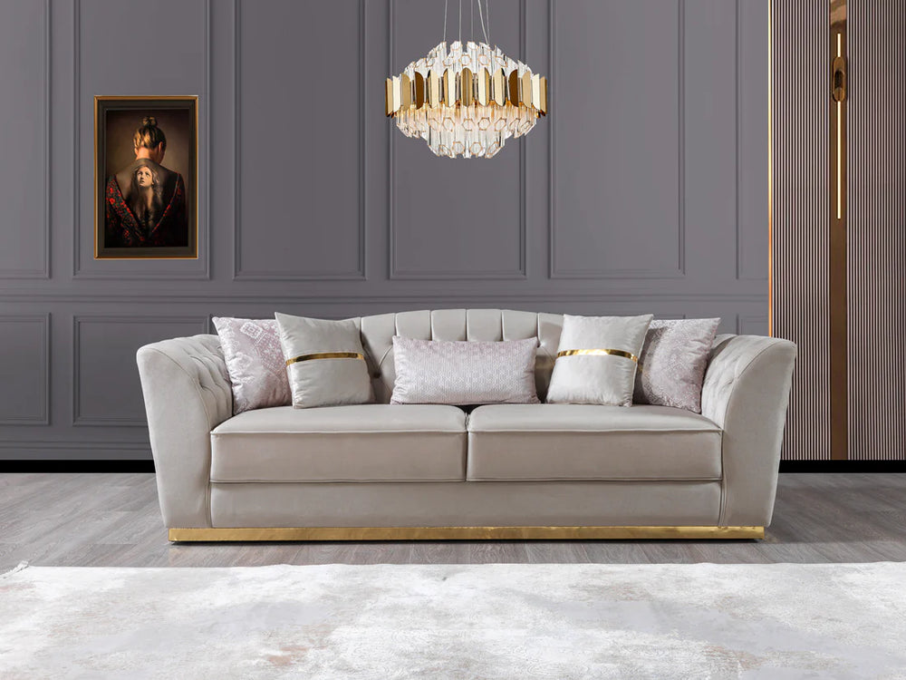 Milena Ivory Velvet Sofa & Loveseats