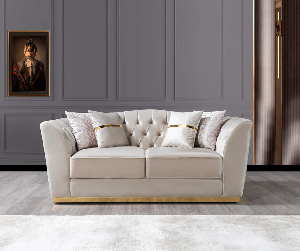 Milena Ivory Velvet Sofa & Loveseats