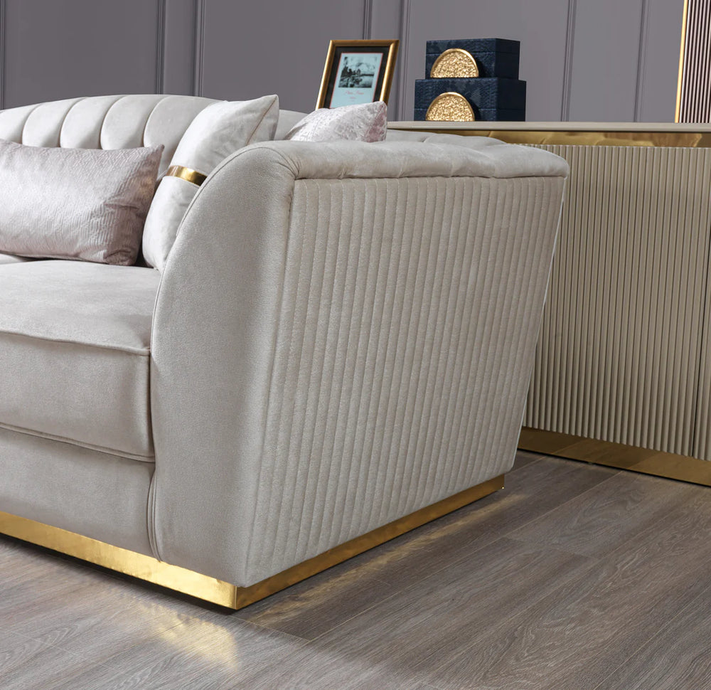 Milena Ivory Velvet Sofa & Loveseats