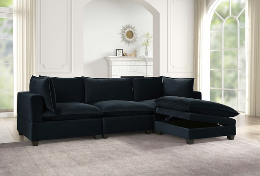 Cloud Black Velvet Modular Sectional