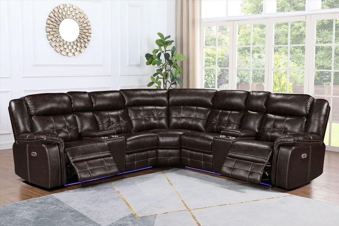 Amazon Brown Power Reclining Sectional Set