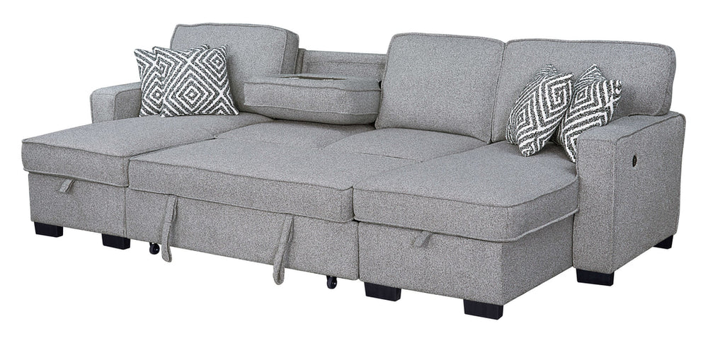 Sahara Double Storage Chaise Sectional w/ Drop Down Cupholders