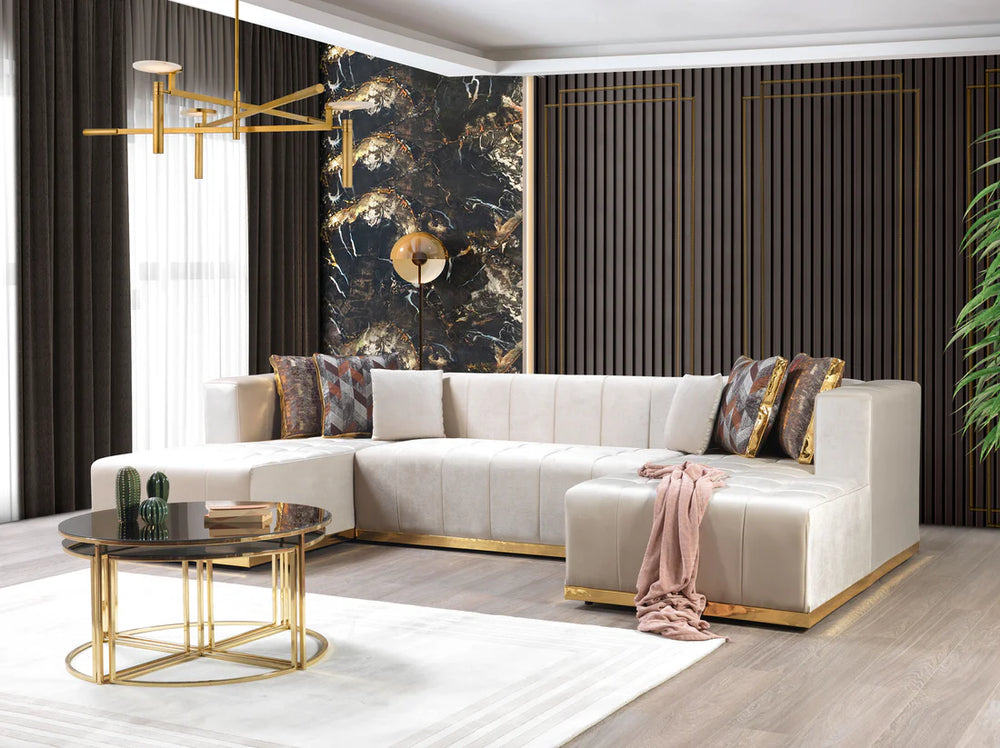 Elisha Ivory Velvet Sectional