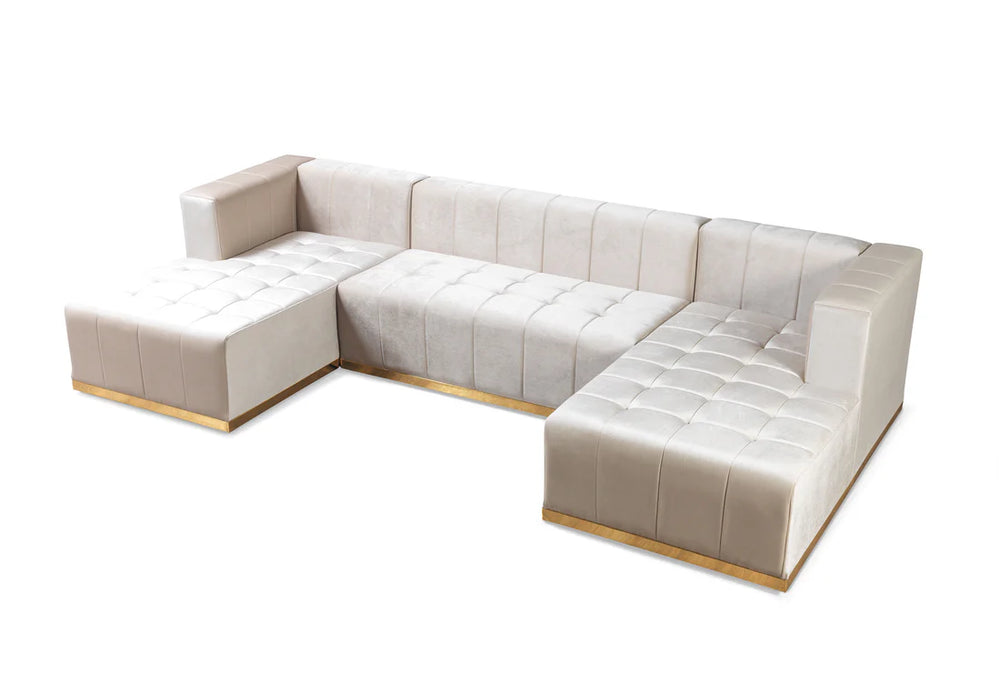 Elisha Ivory Velvet Sectional