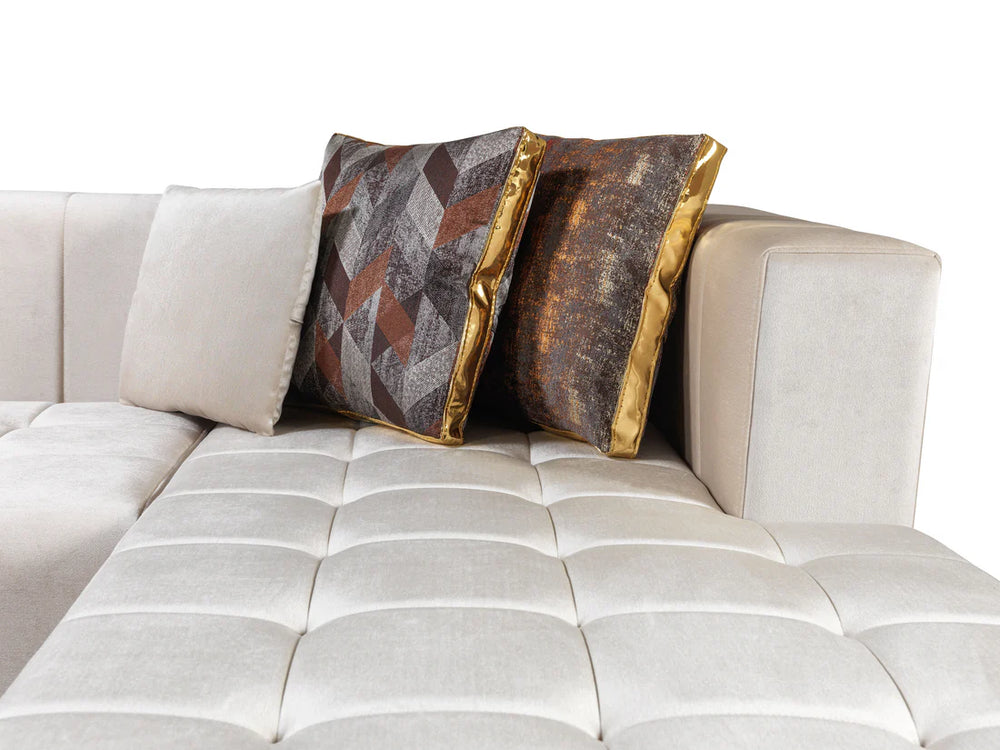 Elisha Ivory Velvet Sectional