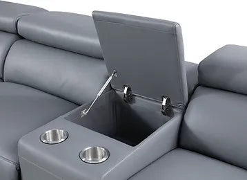 Picasso 6-PC Gray Italian Leather Sectional