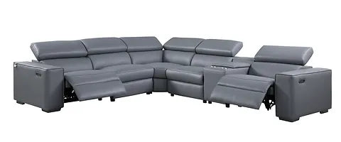 Picasso 6-PC Gray Italian Leather Sectional