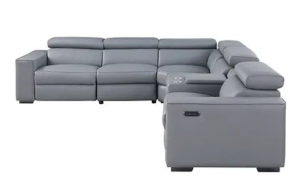Picasso 6-PC Gray Italian Leather Sectional