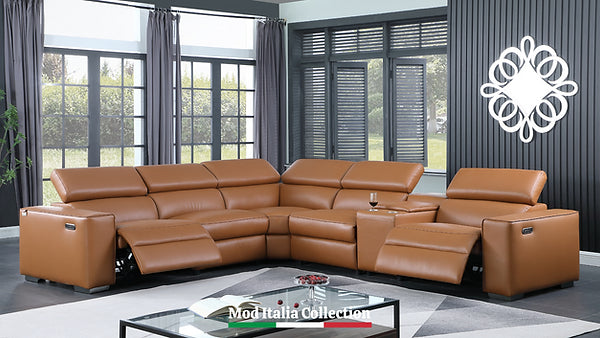 Picasso 6-PC Caramel Italian Leather Sectional