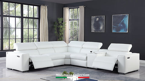 Picasso 6-PC White Italian Leather Sectional