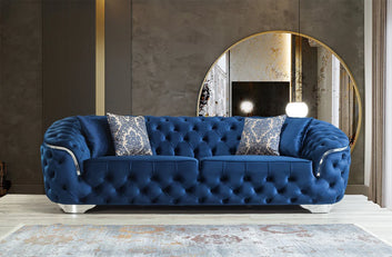 Lupino Blue Velvet 2-PC Sofa and Loveseat